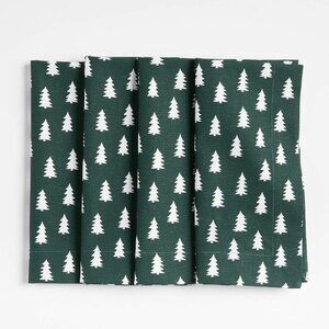 Crate & Barrel Green Trees Dinner Napkin Set of 4